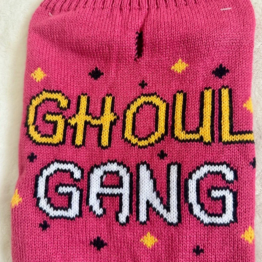 Ghoul Gang Halloween‎ Dog Pet Sweater Medium Pink Knit NWT